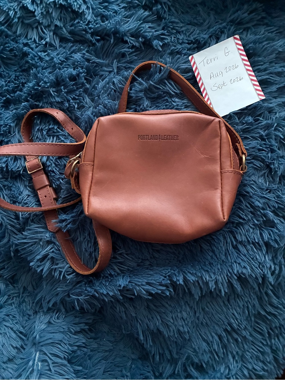 Portland Leather Women's Mesa Mini Tan Leather Crossbody Bag
